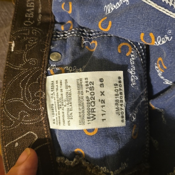 Wrangler Q Baby Brown Jeans. Cowgirl Cut. Size: 11/12 x 36 length - Picture 3 of 7